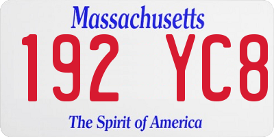 MA license plate 192YC8