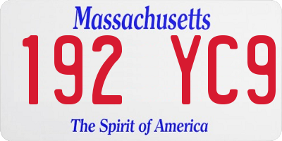 MA license plate 192YC9
