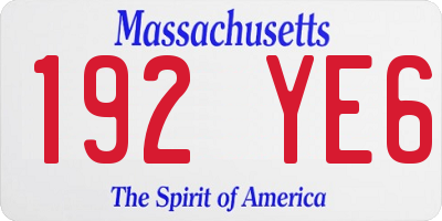 MA license plate 192YE6