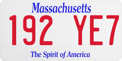 MA license plate 192YE7