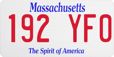 MA license plate 192YF0
