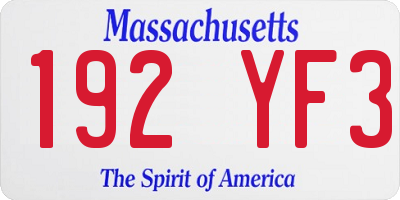 MA license plate 192YF3