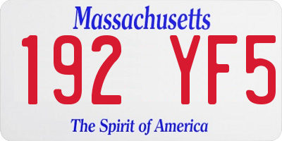 MA license plate 192YF5