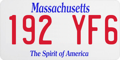 MA license plate 192YF6