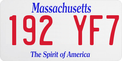 MA license plate 192YF7