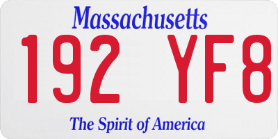 MA license plate 192YF8
