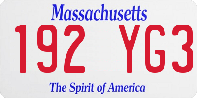 MA license plate 192YG3