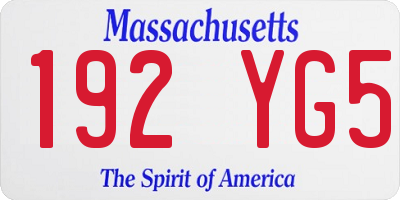 MA license plate 192YG5