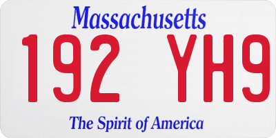 MA license plate 192YH9