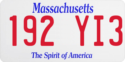 MA license plate 192YI3