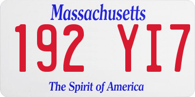MA license plate 192YI7
