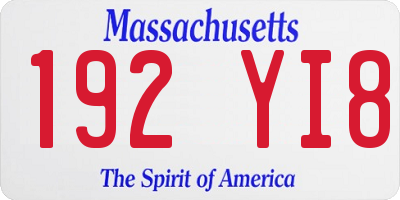 MA license plate 192YI8
