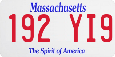 MA license plate 192YI9