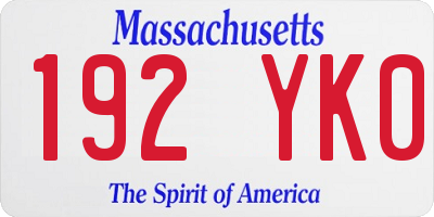 MA license plate 192YK0