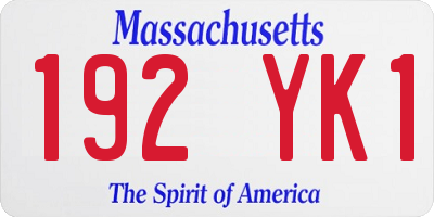 MA license plate 192YK1