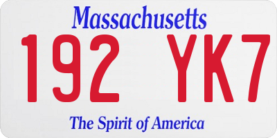 MA license plate 192YK7
