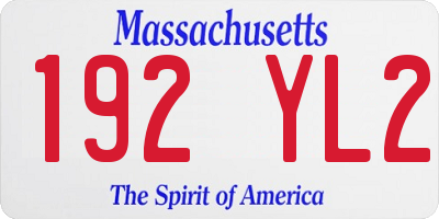 MA license plate 192YL2