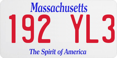 MA license plate 192YL3