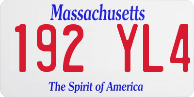 MA license plate 192YL4