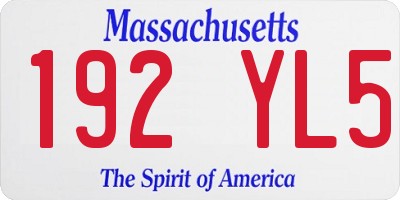 MA license plate 192YL5