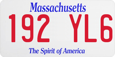 MA license plate 192YL6