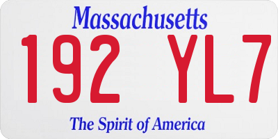 MA license plate 192YL7
