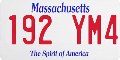 MA license plate 192YM4