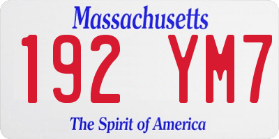 MA license plate 192YM7