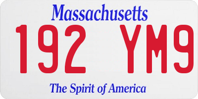 MA license plate 192YM9