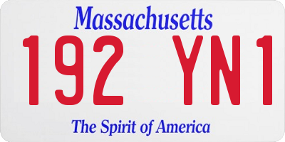 MA license plate 192YN1