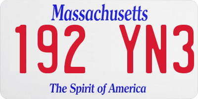 MA license plate 192YN3