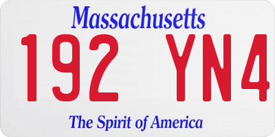 MA license plate 192YN4