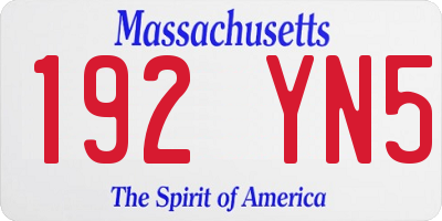 MA license plate 192YN5