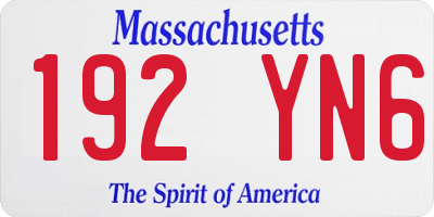 MA license plate 192YN6