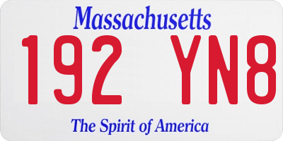 MA license plate 192YN8