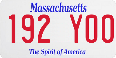 MA license plate 192YO0