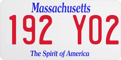 MA license plate 192YO2