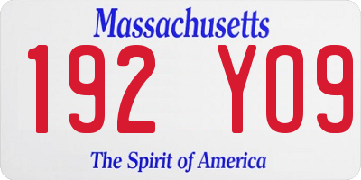 MA license plate 192YO9