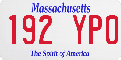 MA license plate 192YP0