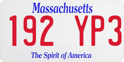MA license plate 192YP3