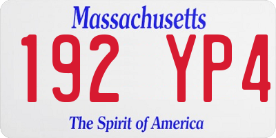 MA license plate 192YP4