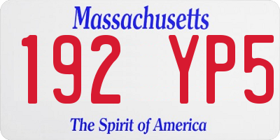 MA license plate 192YP5