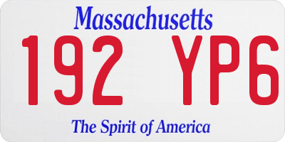 MA license plate 192YP6