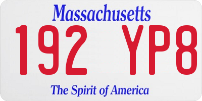 MA license plate 192YP8
