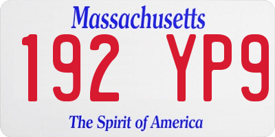 MA license plate 192YP9