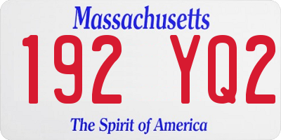 MA license plate 192YQ2