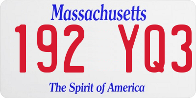 MA license plate 192YQ3