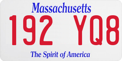 MA license plate 192YQ8