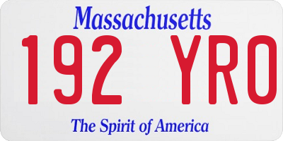 MA license plate 192YR0