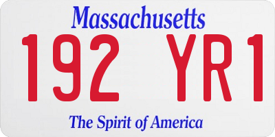 MA license plate 192YR1